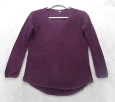 a.n.a A New Approach V-Neck Sweater Women's M Purple Metallic Cotton Polyester