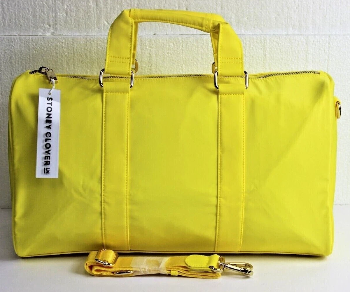 $178 NEW STONEY CLOVER MINI DUFFLE BAG Lemon Strap Gold Zip Yellow Nylon