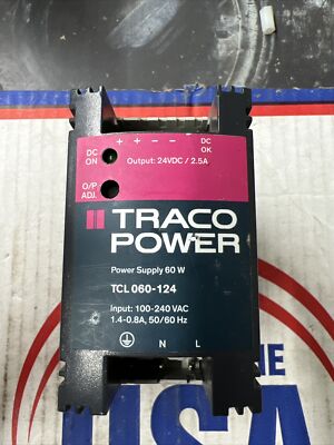 Traco Power TCL 060-124DC Industrial Power Supply 24VDC/2.5A, Input 18-75V