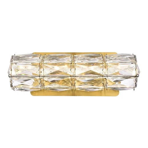 Elegant Lighting Valetta 12" Metal and Crystal LED Linear Wall Sconce in Gold - Picture 1 of 8