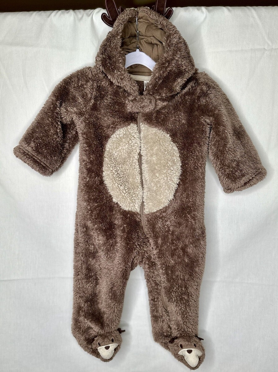 Carter's Baby Infant Reindeer Bunting Hooded Warm Footies Brown