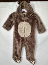Carter’s Baby Infant Reindeer Bunting Hooded Warm Footies Brown; SIZE 9 MONTHS