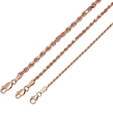 14k Solid Rose Gold Rope Chain Necklace 1.5mm-2.5mm Men's Women Size 16"-30"