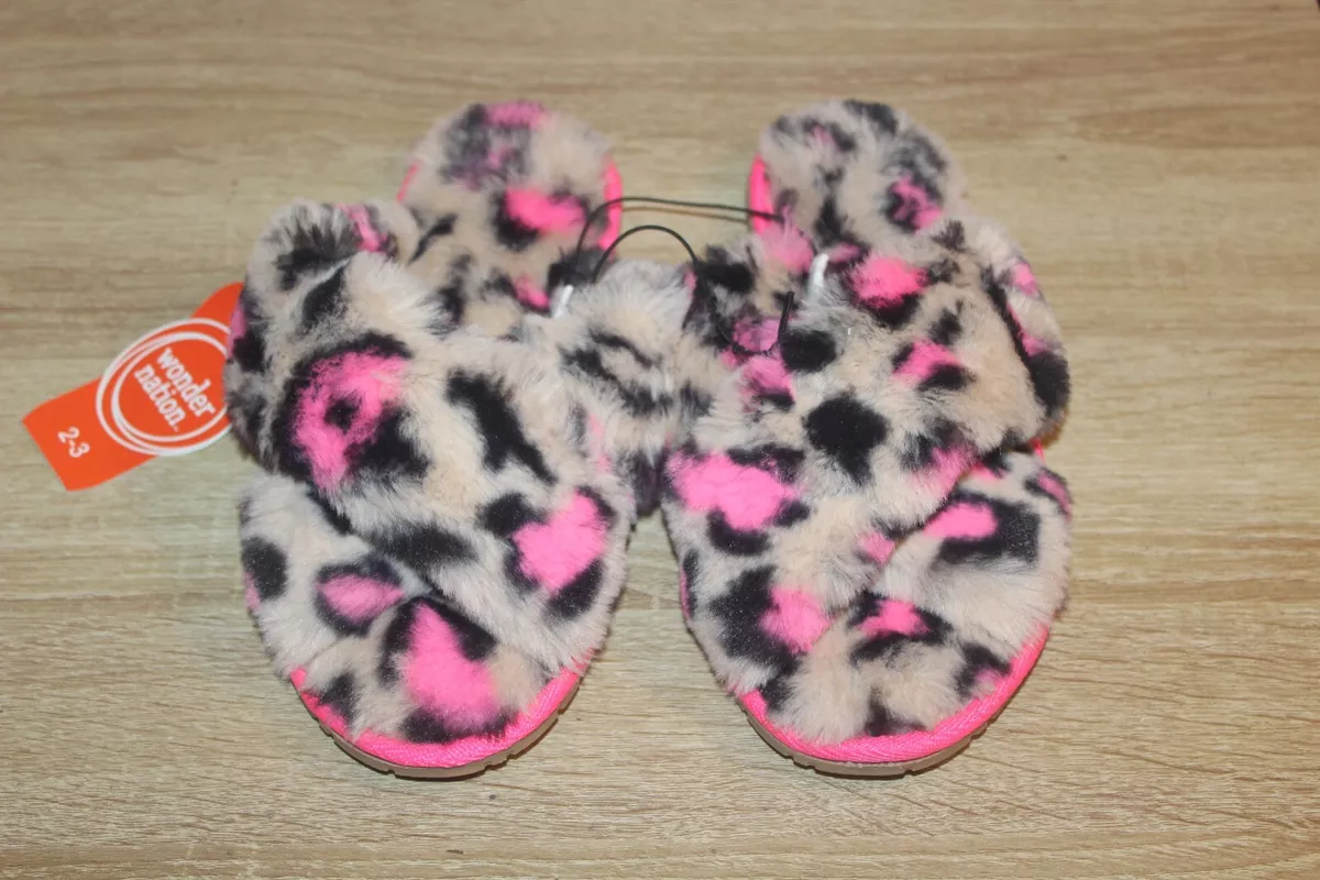 Girls leopard print slippers sale