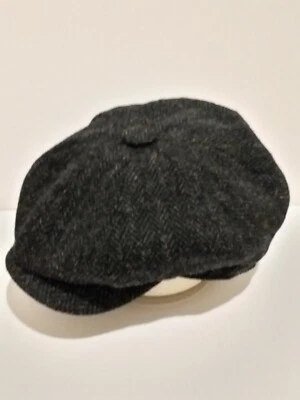 HARRIS TWEED ESCOCÉS NEGRO MANCHAS GRIS MODERNO PEAKY BLINDERS GORRA TABBY NEWSBOY
