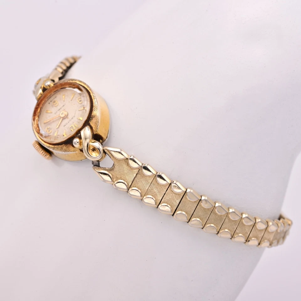 Reloj CROTON Vintage Original Firmado Diseñador Relleno Oro 10K Suizo Damas Estate Foto 4 de 4