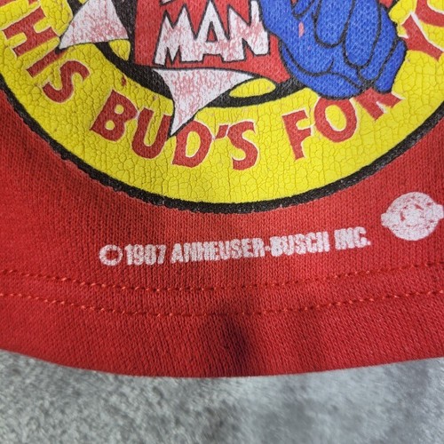 Vintage 1987 Budweiser Bud Man Shorts Adult Large Red Graphic Rare - Picture 3 of 11