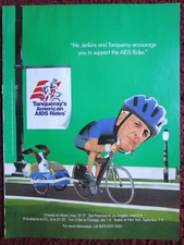 1995 TANQUERAY Gin Print Ad ~ Mr. Jenkins Bicycle Ride for AIDS, Clip Art Style
