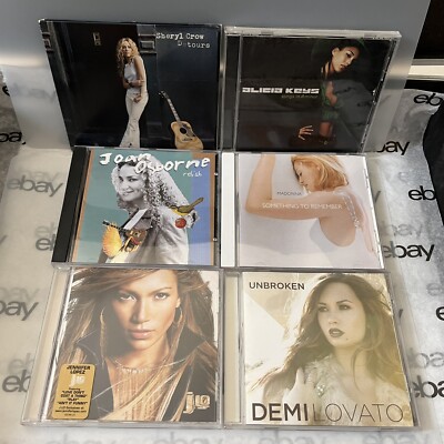 Lot of 6 CDs Alicia Keys Madonna J Lo Sheryl Crow Demi Lavato Joan Osborne Music