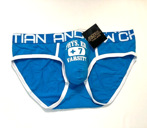 Andrew Christian Size S Cotton Athletic Brief - Blue/White - Roomy Pouch - Picture 3 of 9