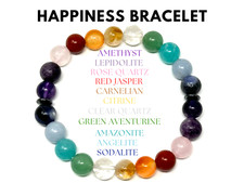 Happiness Bead Bracelet: Bright, Colorful  Full of Life 8mm Crystal Gemstones