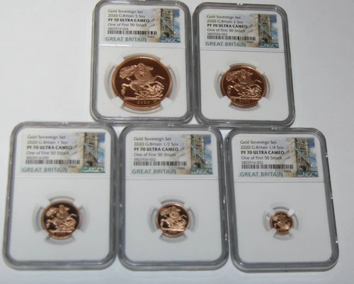 2020 Proof Great Britain Gold Sovereign 5-Coin Set NGC PF70 Ultra Cameo