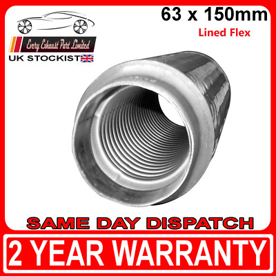 Weld On 2.5 X 6 inch Flexible Exhaust Joint Repair Flexi Pipe tube Flex 63 x 150