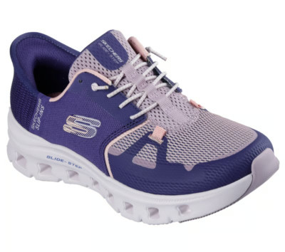 Wide Shoes Skechers Womens Purple Mesh Slip Ins On Memory Foam Glide lace 150420