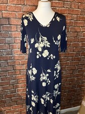 Kim & Co Navy & Ecru Short Sleeve Dress Size Small