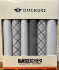 GENUINE LEVI STRAUSS & CO DOCKERS (2018) BRAND HANDKERCHIEFS 6 PACK 100% COTTON