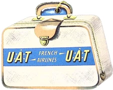 UAT Union Aéromaritime de Transport French Airlines Die Cut Luggage Tag