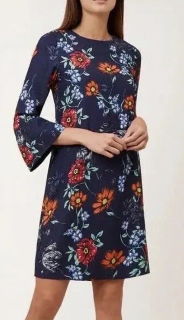 NEW Woman HOBBS LONDON blue Orange red Floral Flora 3/4