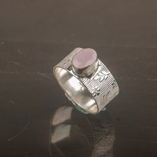Rose Chalcedony Gemstone 925 Sterling Silver Jewelry Handcrafted Ring For Gift