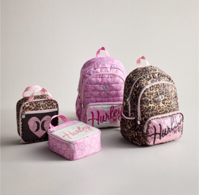 New Hurley Girl's Flip Sequin Pocket Backpack Pink Tie Dye Holds 13