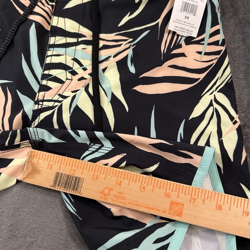 Volcom Mod Tech Board Shorts Mens 30" Black Lime Floral Drawstring Hybrid NEW - Picture 11 of 12