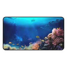 Tropical fish Desk Pad Protector, Desk Mat, Laptop Desk Pad, Computer Desk Mat