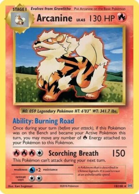 arcanine pokemon card 18/108 - (18/108) Weakness Water 2 Resistance None None Retreat Cost arcanine pokemon card worth -