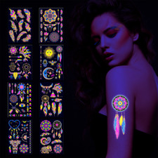 Fluorescent Face Tattoo Sticker Bronzing Temporary Tattoo Glow in the Dark -