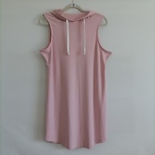 NWT Rue + Womens Light Pink Sleeveless Ribbed Hooded Tank Dress Plus Size 2X