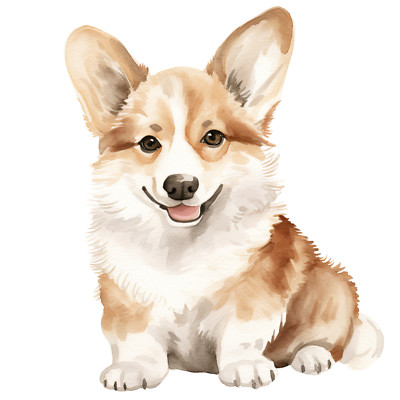 Aquarell Corgi Autoaufkleber 9x9 cm Niedlicher Hund In Wasserfarben Optik Vinyl