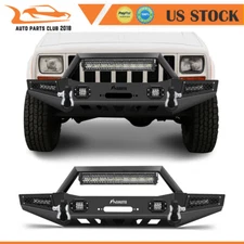 Front / Rear BumperFor 1983-2001 JEEP Cherokee w/ Winch Plate & LED Lights Set