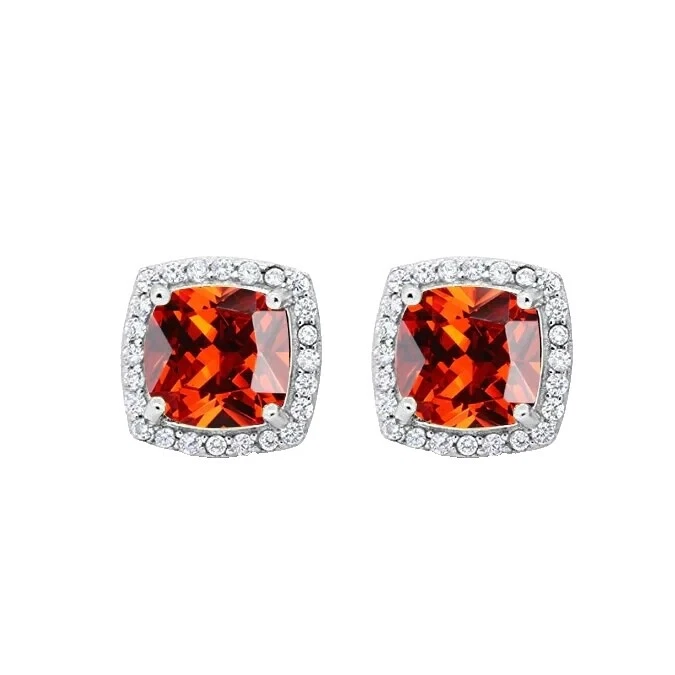 White Gold Plated Ruby Stone Fashion Earrings