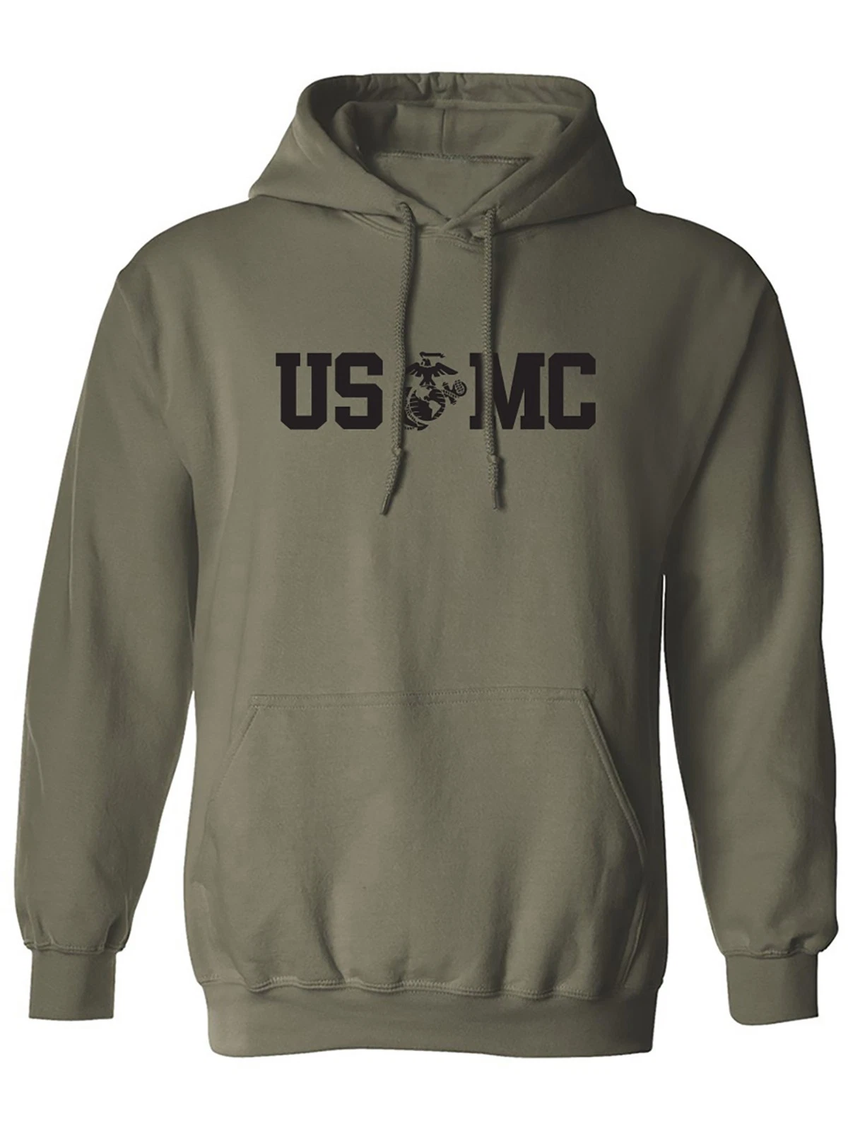 "US(EGA)MC" Marine Corps Hooded Sweatshirt in Military Green - Adult SML to 5XL