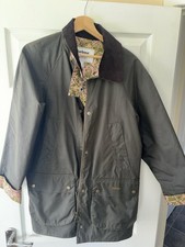Image of Barbour Women's Wax Jacket Size 10 Floral Pattern Lining Olive Green