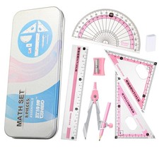 Compass Geometry Tool Protractor and Compass Set 8 Pcs Geometry Set Drawing C...