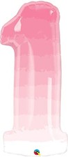 38" Shape Number One Pink Ombre Foil Mylar Balloon