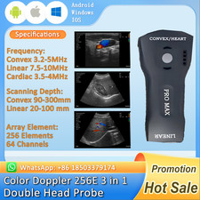 Portable 256-element color Doppler 3-in-1 wireless ultrasound scanner