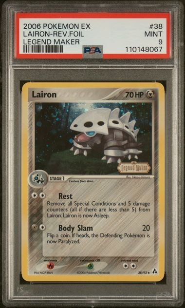 Pokemon Lairon Legend Maker Reverse Holo Swirl #38 PSA 9 MINT
