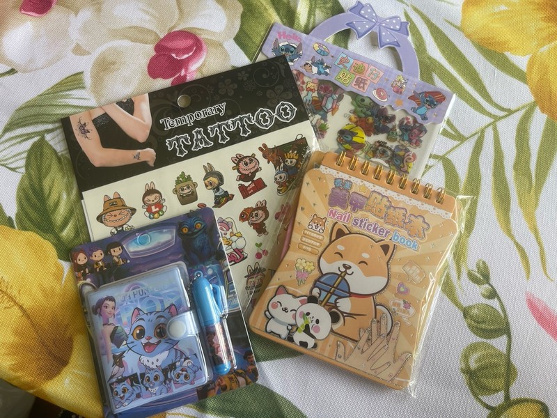 Animation Theme Multicolor Sticker Set w/ Sticker Book, Temp Tattoos, nail art 