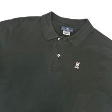 Psycho Bunny Polo Shirt Men Size 8 XXL Black Pima Cotton Embroidered Logo Short