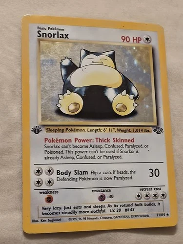Snorlax 1st Edition Jungle 11/64 Holographic, Rare Holo. MP