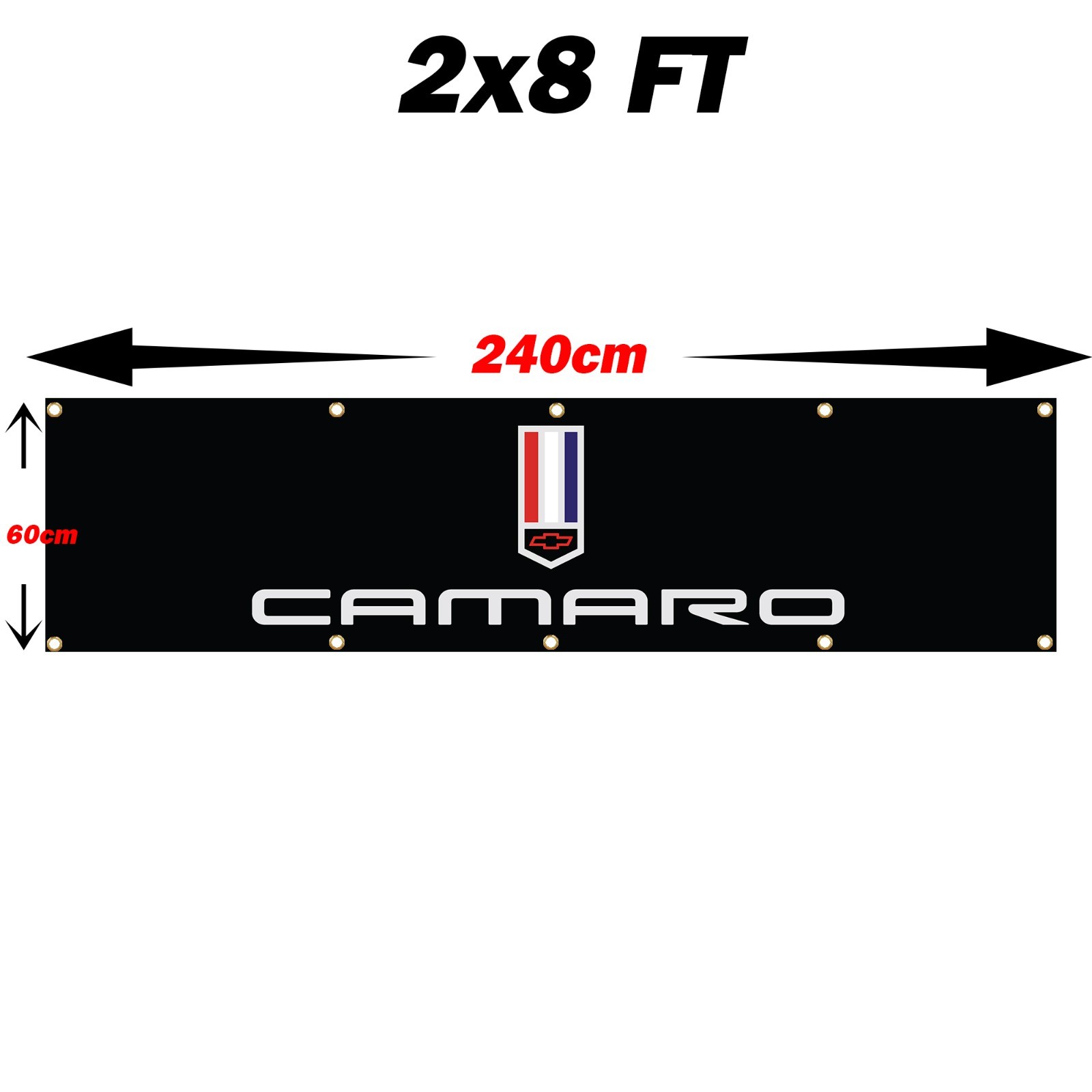ChevroletCamaroLogoCarFlagBanner2x8FTGaragePartsGraphicCustomSigns