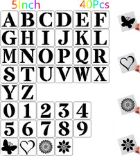 5 Inch Letter Stencils and Numbers,40 Pcs Reusable Plastic Large Alphabet Art...