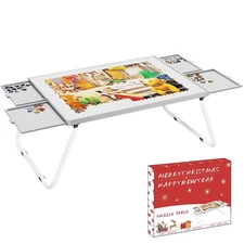 1500pcs Puzzle Table, Fordable Jigsaw Puzzle Board Metal with Drawers for Adults