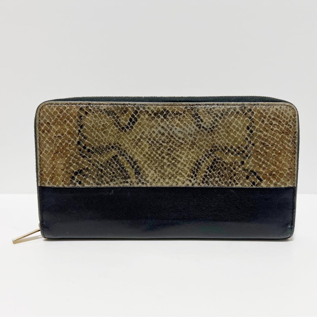 Rare CELINE Wallet Long Wallet Python Pattern Bla… - image 3
