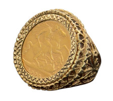 Gold Ring Half Sovereign Coin Mount Size J 9ct Yellow Gold 13g Offers Welcome