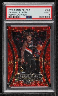 2019 Select Premier Level Hybrid Red Disco Prizm 47/49 Damian Lillard #106 04cw