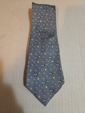 Herm s Paris Silk Tie Blue Zebra  Fish Print Novelty Designer Necktie France
