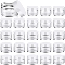 24 Pack 1 Oz Small Plastic Jars with Lids and Labels, round Clear Containers