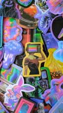 Lot 10 stickers aléatoires synthwave retrowave cyberpunk 80s vintage